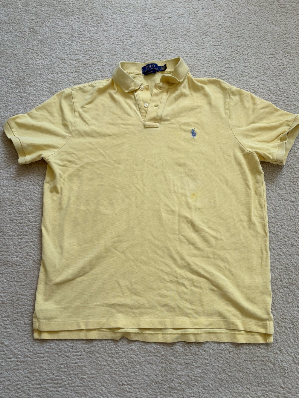 Polo Ralph Lauren yellow iconic classic mesh polo shirt sz L preppy old money
